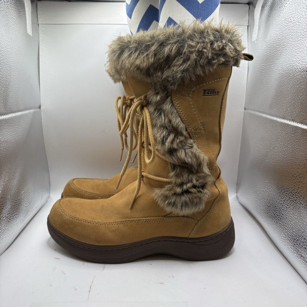 LL Bean Womens Tall Nordic Primaloft Boot 8.5 Waterproof Suede Fur Lined Tex 2.5